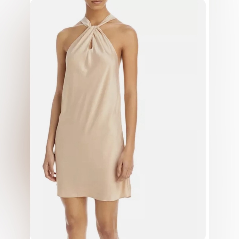 NWT Aqua M Halter Mini Dress / Champagne